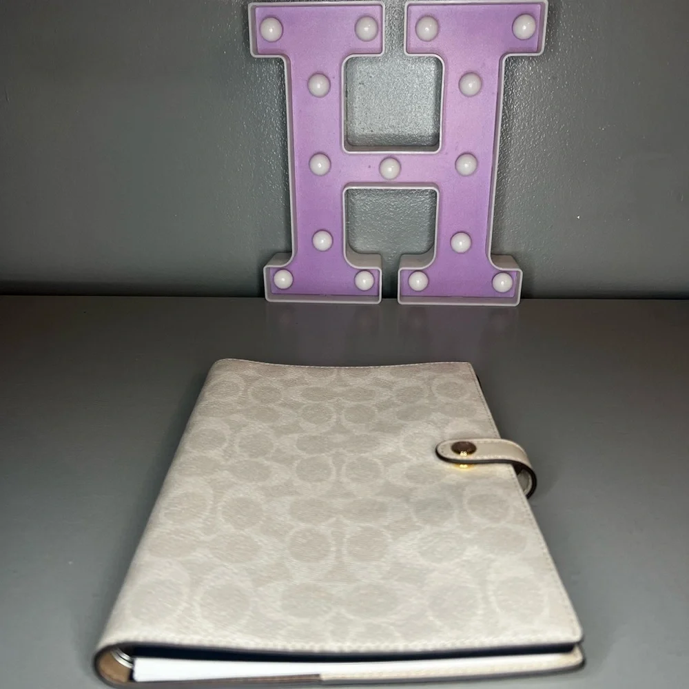 Coach Chalk Signature Snap Notebook Cover with Gold-Tone Hardware